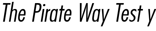 Font : Futura-LtCn-BT-Italic 2 Custom Text : The Pirate Way Test your own text here Click to download or to view this font on a tshirt that can be custom printed in Bali